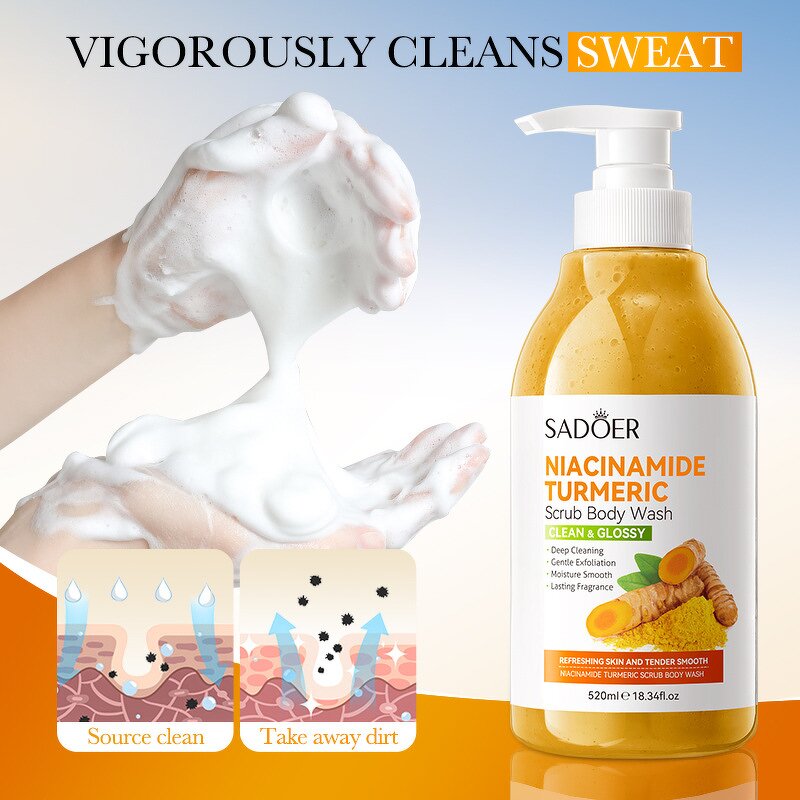 Bathing Gel Manufacturer - Turmeric Scrub 520ml Whitening Bubble Cleansing Body Liquid