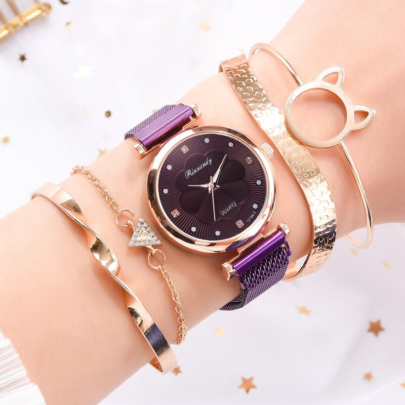 Ladies Quartz Watch Manufacturer - Magnet Buckle Mesh Belt Casual Shining Analog Gift