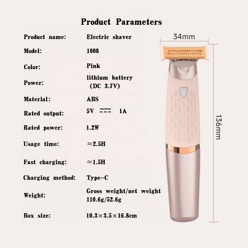 Electric Shaver Epilator - Women Cordless Rechargeable Face Body Bikini