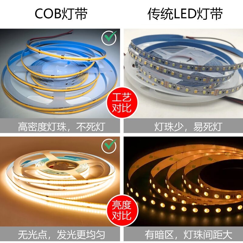 COB LED Strip - OEM 5V USB Self-Adhesive No Light Spot Flexible