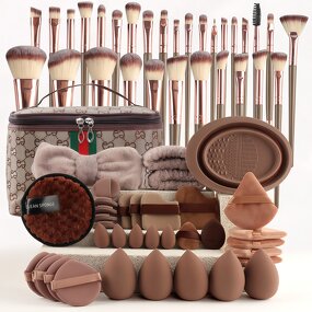 Makeup Brushes Set - OEM 67-pack Coffee Powder Puffs Beauty Tool CPNP EU