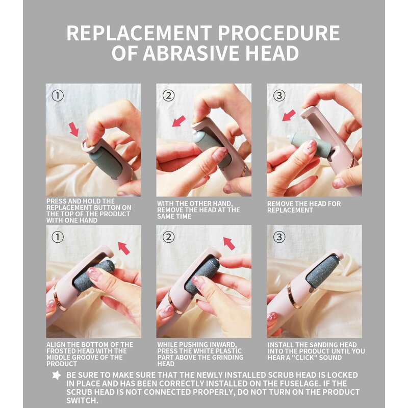 Foot Grinder Heads - Quartz Sand Replacement Rollers Smooth Feet Callus Remover