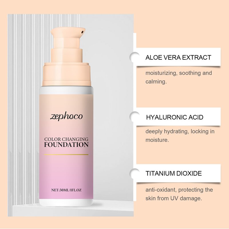 Color Changing Foundation - OEM 30ml Pink Liquid CPNP EU EC REP Certified