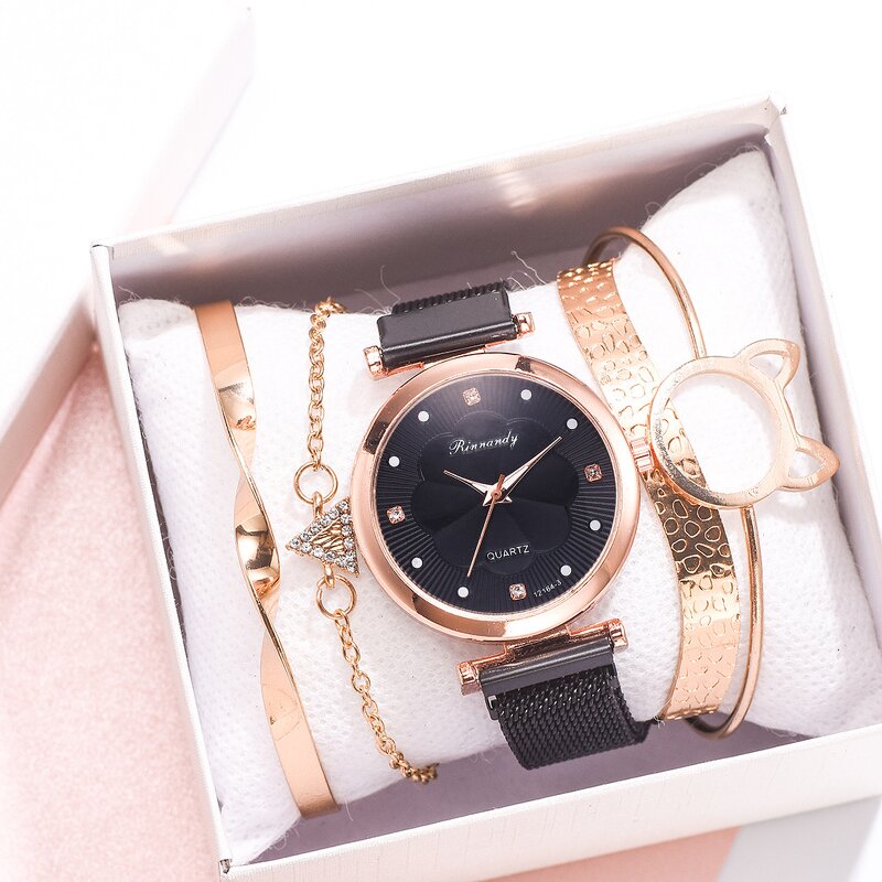 Ladies Quartz Watch Manufacturer - Magnet Buckle Mesh Belt Casual Shining Analog Gift