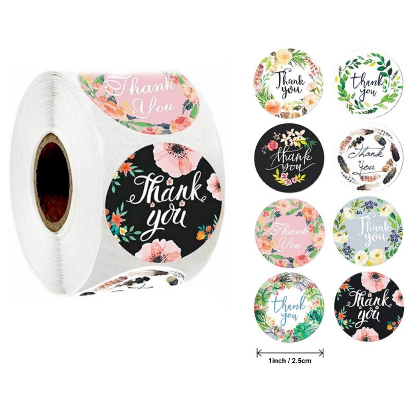 Thank You Label Roll - Customized Adhesive Seal Round Sticker Roll Packaging Label