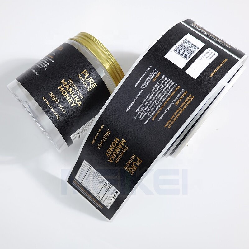 Honey Bottle Sticker - Gold Foil Embossed Texture Paper Waterproof Juice Bottle Label