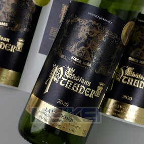 Wine Bottle Labels - High-end 3D Relief Gold Foil Letterpress UV Printing Embossed Black