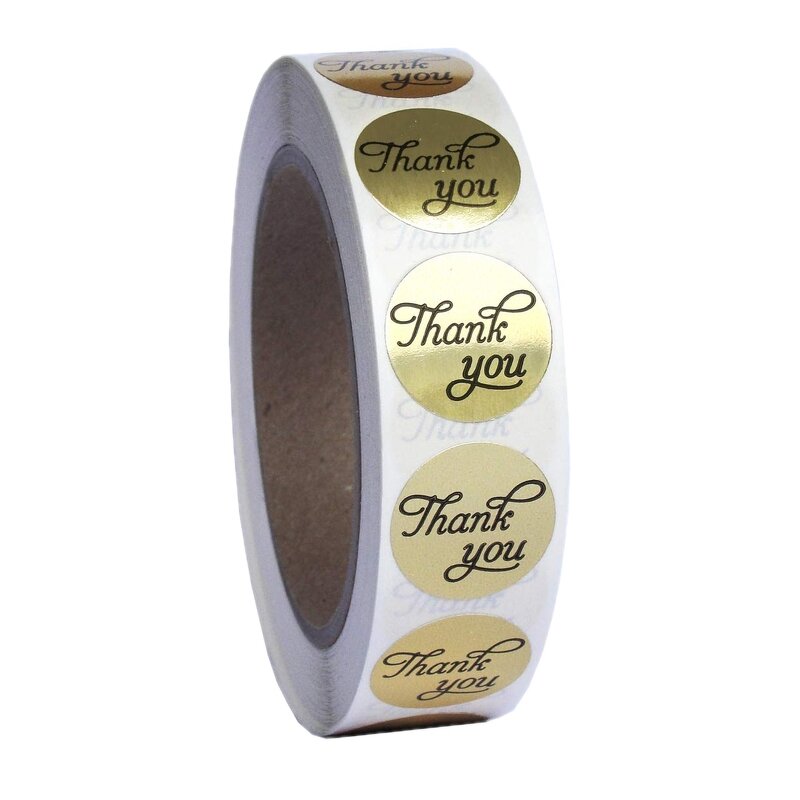 Silver Thank You Sticker - Custom Design 1.5'' Waterproof Self Adhesive Seal Label