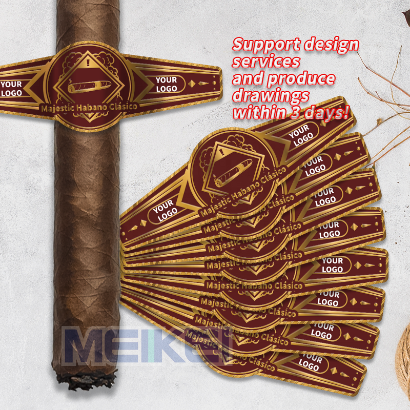 Cigar Labels Factory - 3D Gold Foil Customized Matte Paper Green Embossed Cigarette