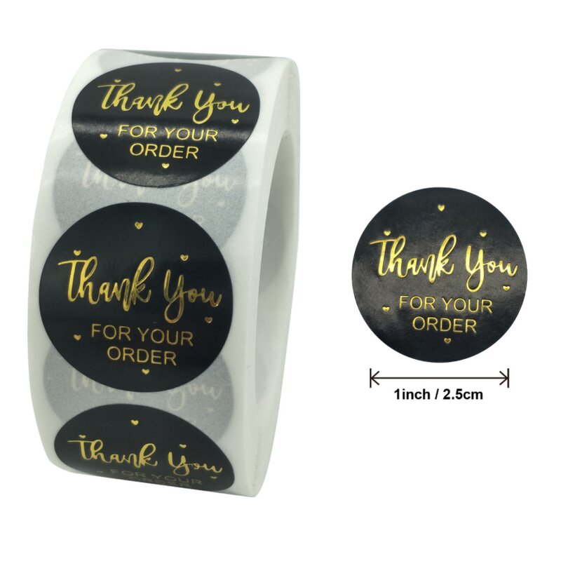 Thank You Stickers - Wholesale Custom Circle Round Cute Pink Small Business Label