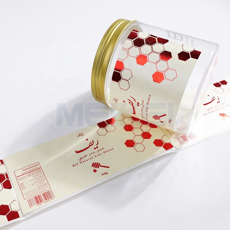 Honey Bee Label - Red Foil Luxury Texture Paper Custom Logo Nutrition Facts Waterproof