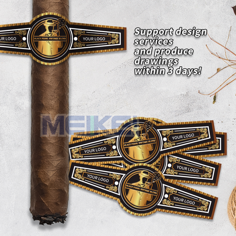 Cigar Bands Label - Gold Embossed Raise Foil Logo Personalized Design Cigar Ring
