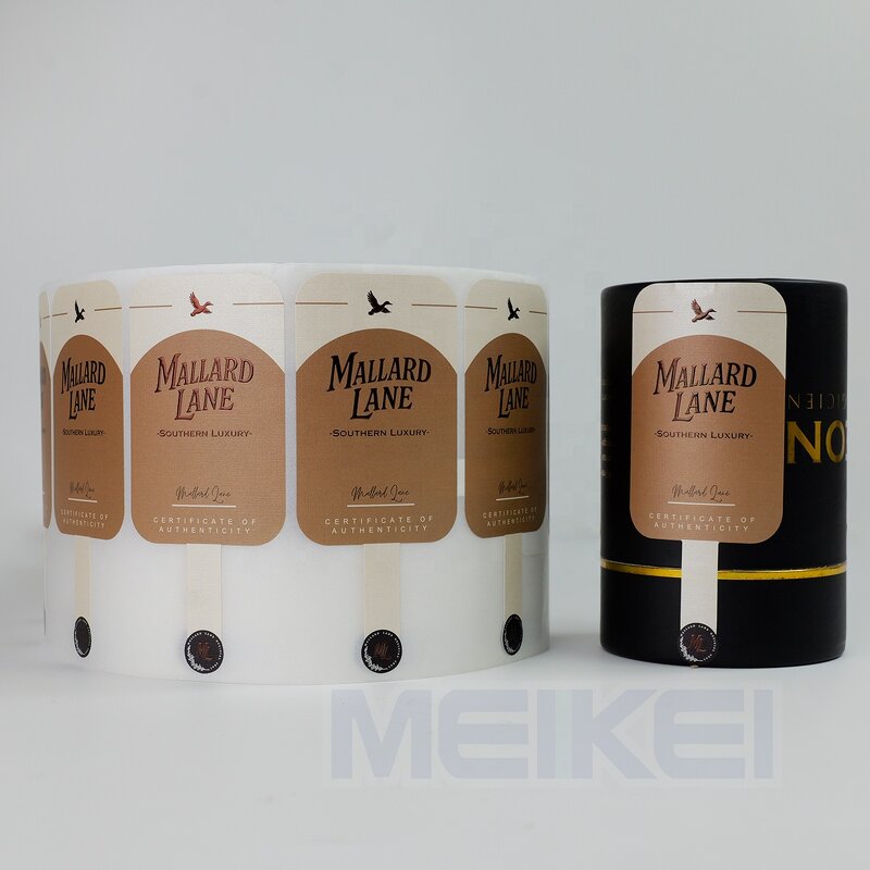 Packaging Label Stickers - Brown Foil Embossed Texture Paper Tamper Proof Waterproof