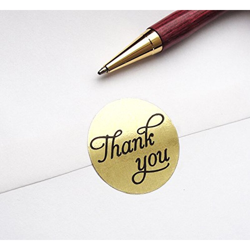 Silver Thank You Sticker - Custom Design 1.5'' Waterproof Self Adhesive Seal Label