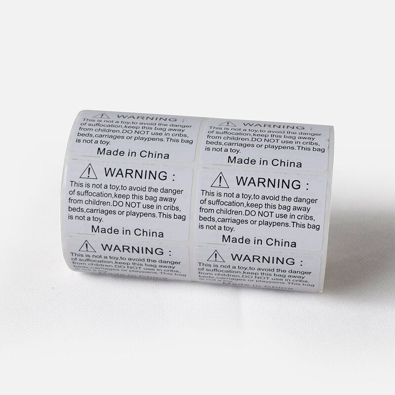 Suffocation Warning Labels - 50x50mm Packaging Poly Bag Adhesive Sticker Roll