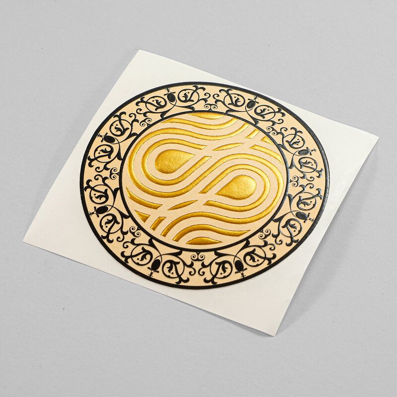 Round Stickers - Custom Textured Linen Paper Die Cut Raised UV Spot Gloss Sticker