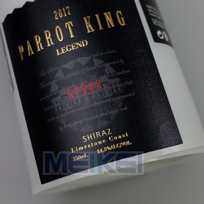 Gold Foil Wine Labels - High-end 3D Relief Textured Black Embossed Custom Logo Moisture Proof