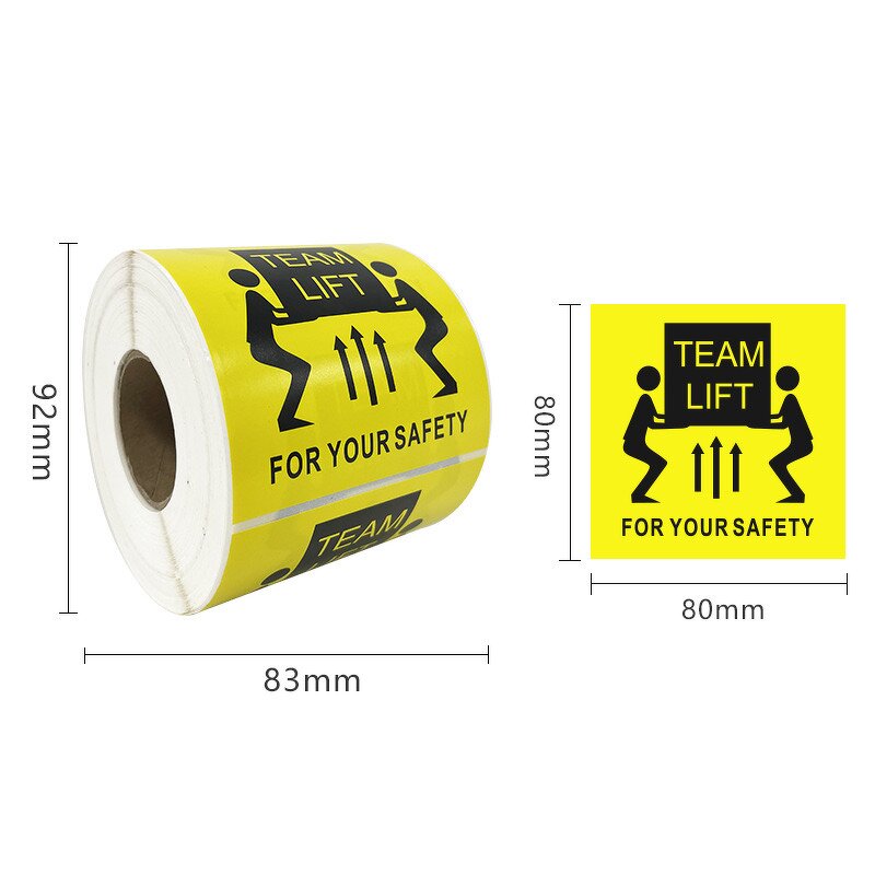 Team Lift Stickers - 1000pcs Rolls Waterproof Adhesive Warehouse Transport Warning