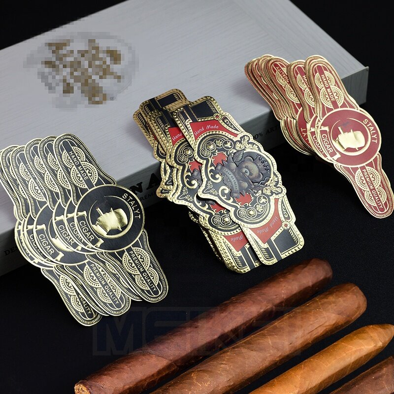 Silver Cigar Bands - Foil Art Paper 3D Embossed Custom Logo Cigar Band Label