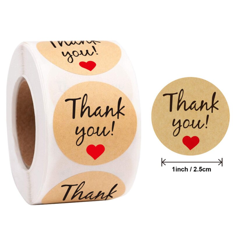 Round Thank You Labels - Wholesale Custom Circle Cute Pink Small Business Sticker