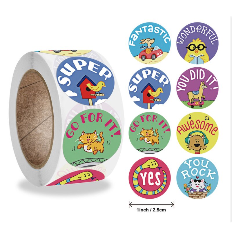 Kids Reward Stickers - 500PCS Assorted 8 Designs Motivational Toy Encouraging
