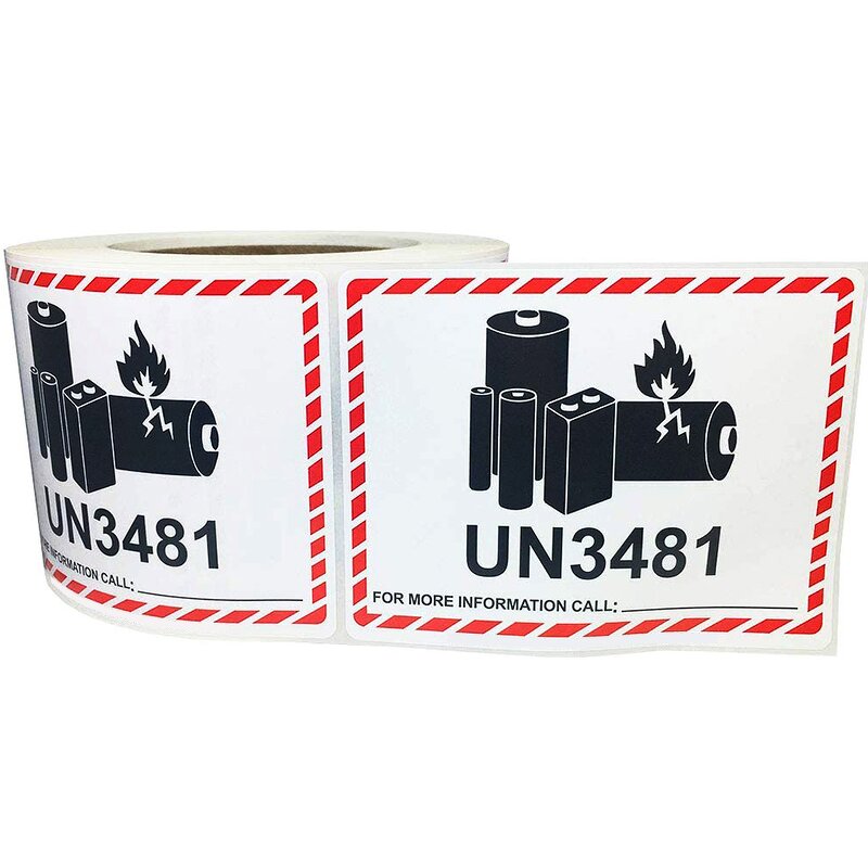 Lithium Battery Labels - UN3090 UN3091 UN3480 UN3481 Self Adhesive Transport