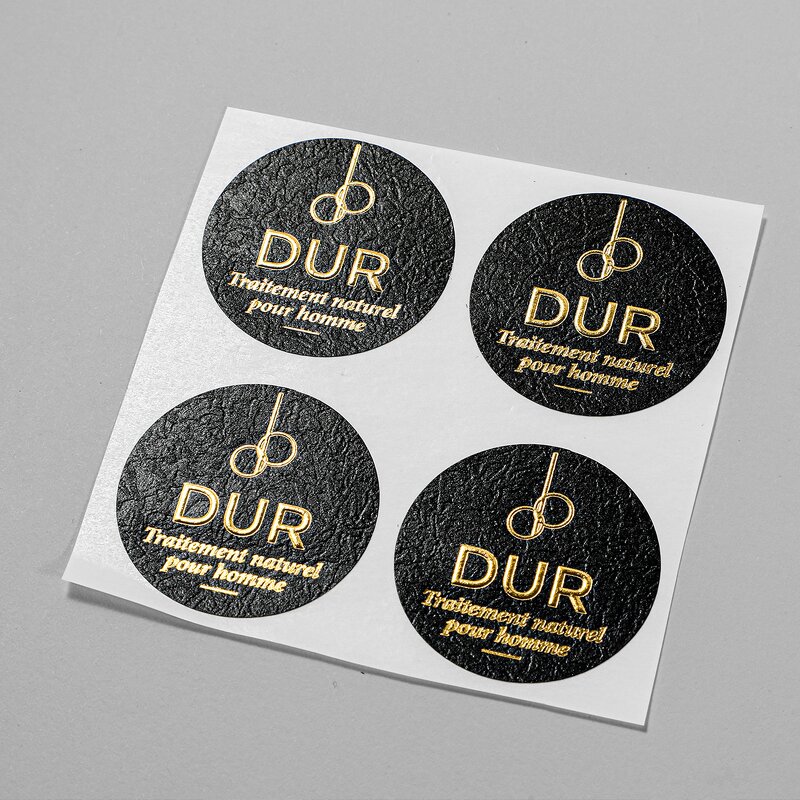 Sticker Sheet Factory - Custom Logo 3D Emboss Gold Foil Black Grainy Glitter Texture