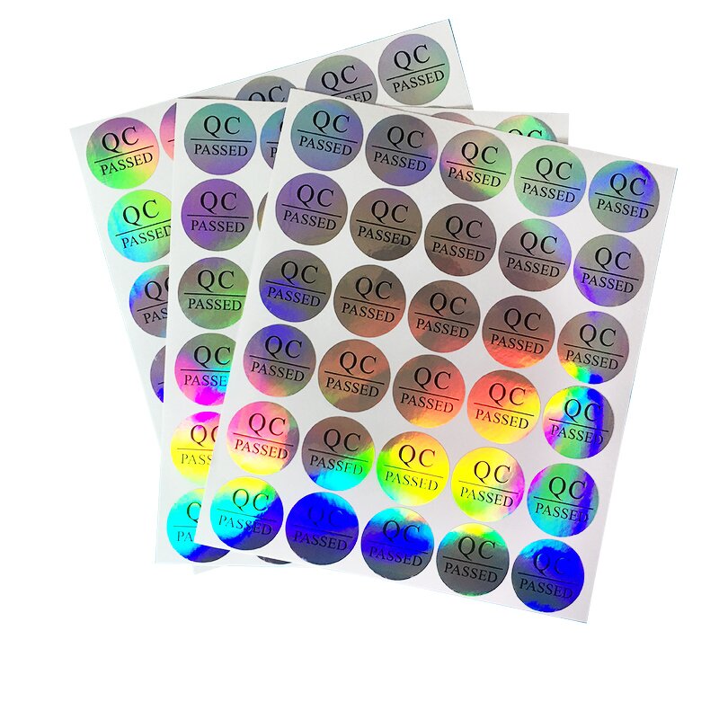Holographic Sticker Sheet - Custom Round Vinyl Adhesive QC Pass Hologram Label