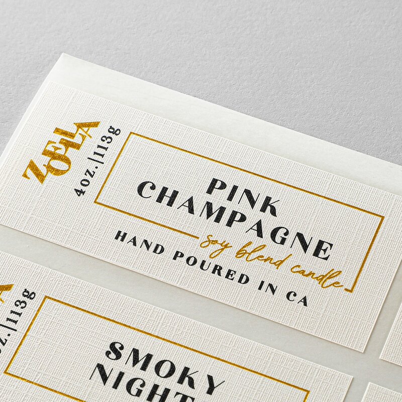 Linen Candle Labels - Custom Cheap Wholesale Price Scented Luxury Textured Paper
