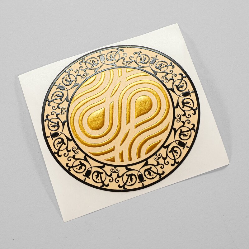 Round Stickers - Custom Textured Linen Paper Die Cut Raised UV Spot Gloss Sticker