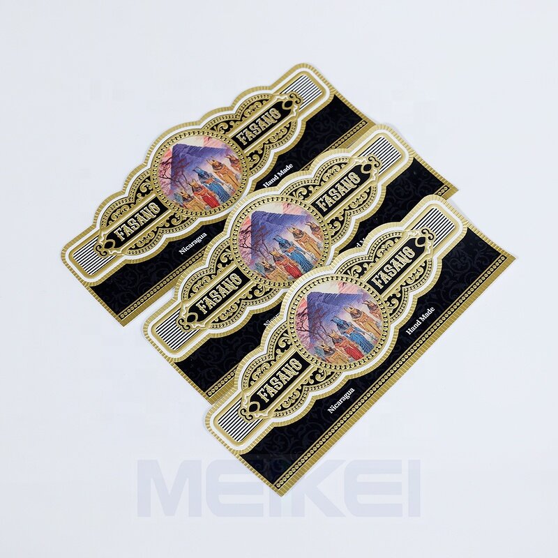 Cigar Bands Printing - Hot Sale 3D Embossed 128G 160G Non-Glue Gold Foil Paper