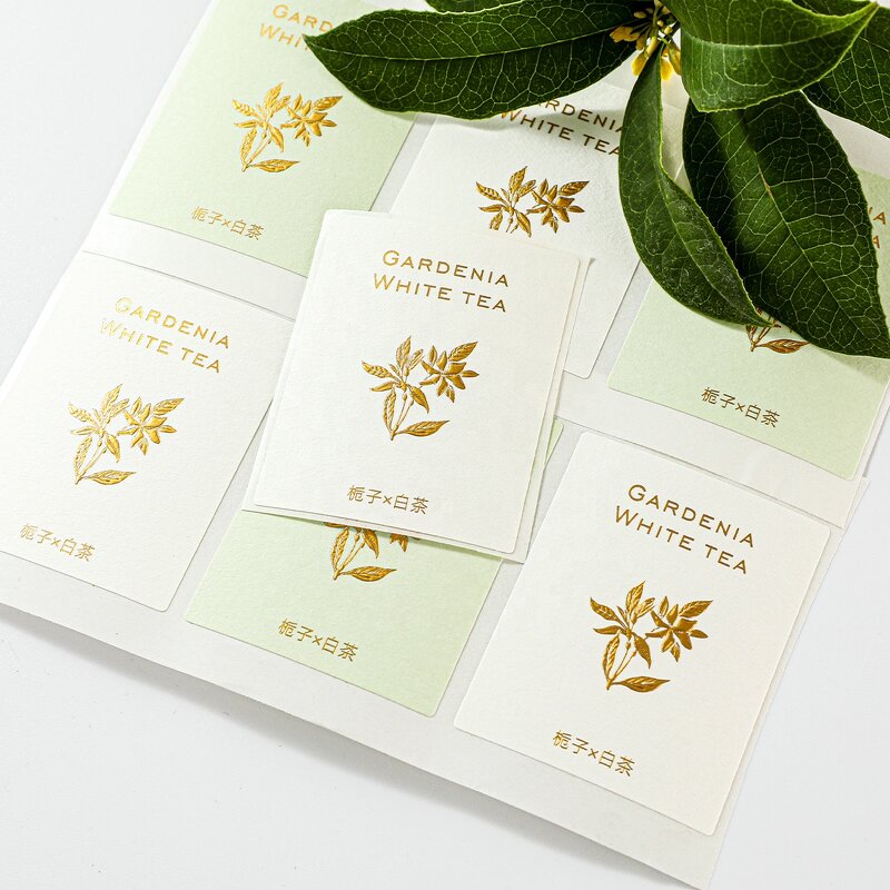 Perfume Label Roll - Custom Special Textured Paper Embossed Gold Foil Luxury Sticker