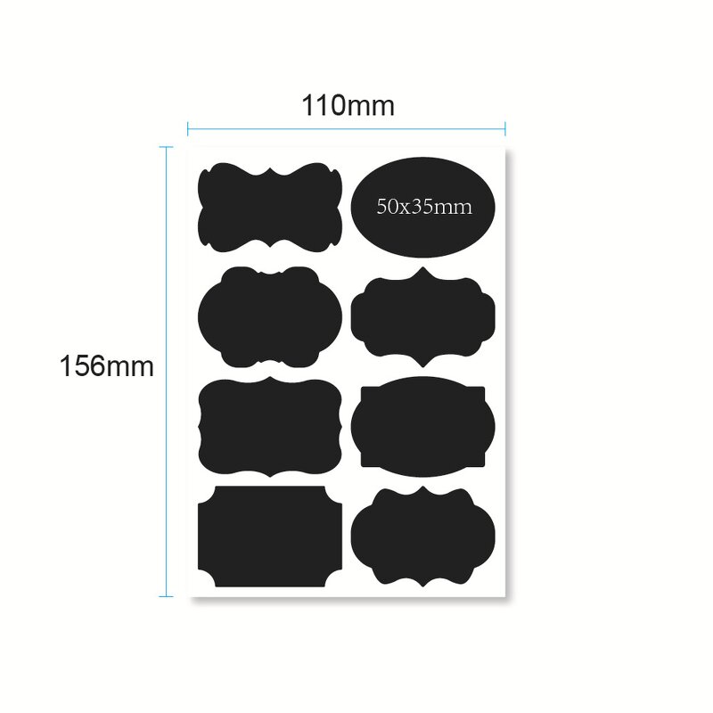 Black Vinyl Labels - Assorted Shape Erasable Removable Chalkboard Kitchen Pantry Jar