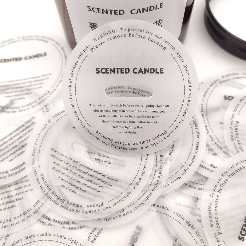 Gold Foil Warning Labels - Dust Covers Oil/Water Proof Paper Candle Warning Sticker