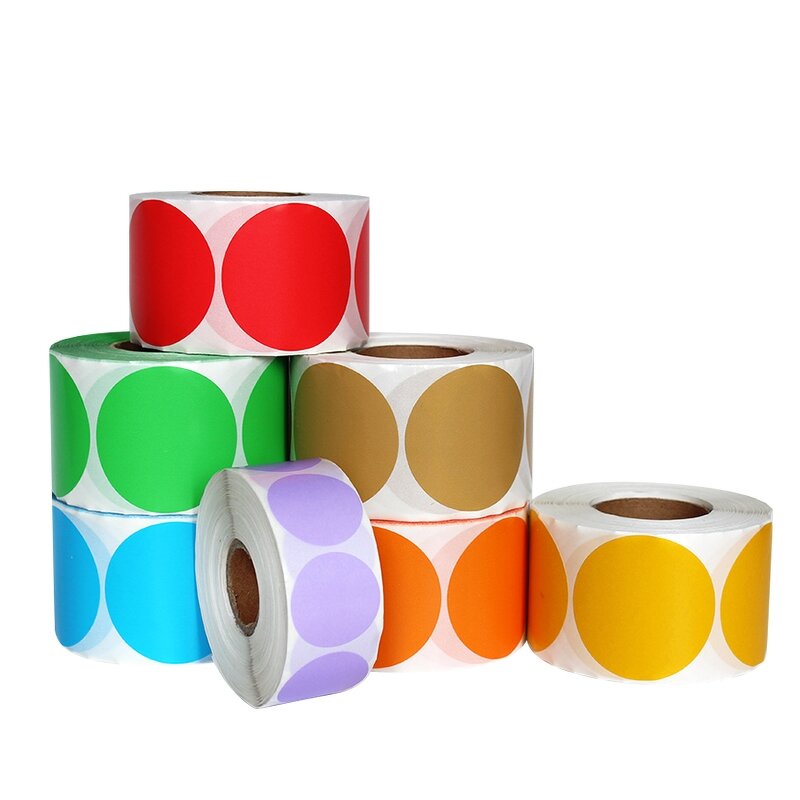 Round Thermal Labels - Custom Printing Color Coding Dot Colored Paper Sticker Roll