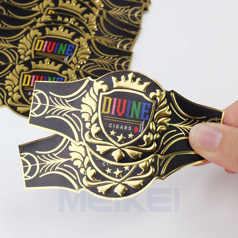 Red Cigar Band - Foil Embossed Logo 128grams Paper Golf Foil Hot Sale Cigar Label