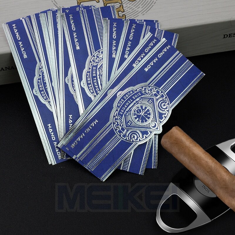Silver Cigar Bands - Foil Art Paper 3D Embossed Custom Logo Cigar Band Label