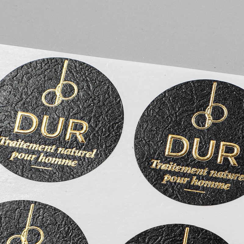 Sticker Sheet Factory - Custom Logo 3D Emboss Gold Foil Black Grainy Glitter Texture