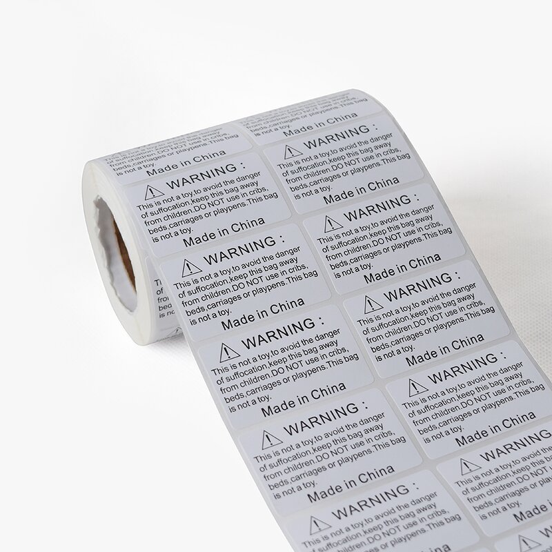 Suffocation Warning Labels - 50x50mm Packaging Poly Bag Adhesive Sticker Roll