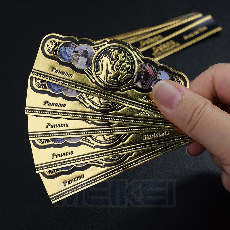 Black Cigar Labels - Gold Foil Embossed Custom Logo High Quality Printing Sticker