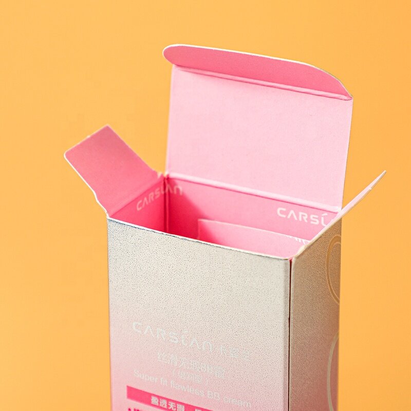 Cosmetic Box Set - 350G Silver Paper 3D Embossed Skin Care Makeup Packaging Box