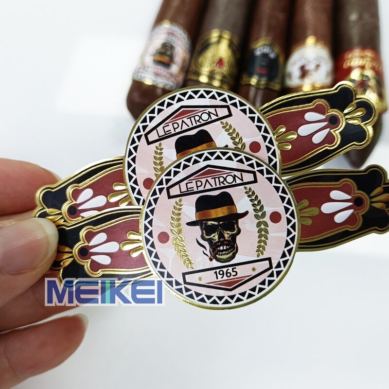 Cigar Ring Labels - Factory Custom Logo Gold Foil Embossed Process Cigar Band