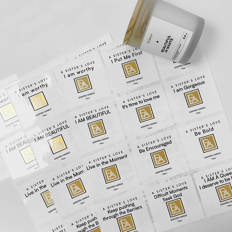 Christmas Candle Labels - 2025 Gold Foil High Temp Resistant Custom Logo Jar Sticker