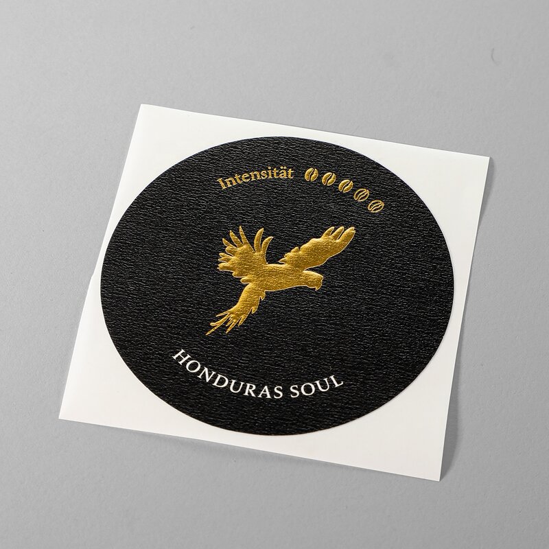 Perfume Bottle Label - Custom Printed Matte Black Textured Paper Gold Foil Embossed