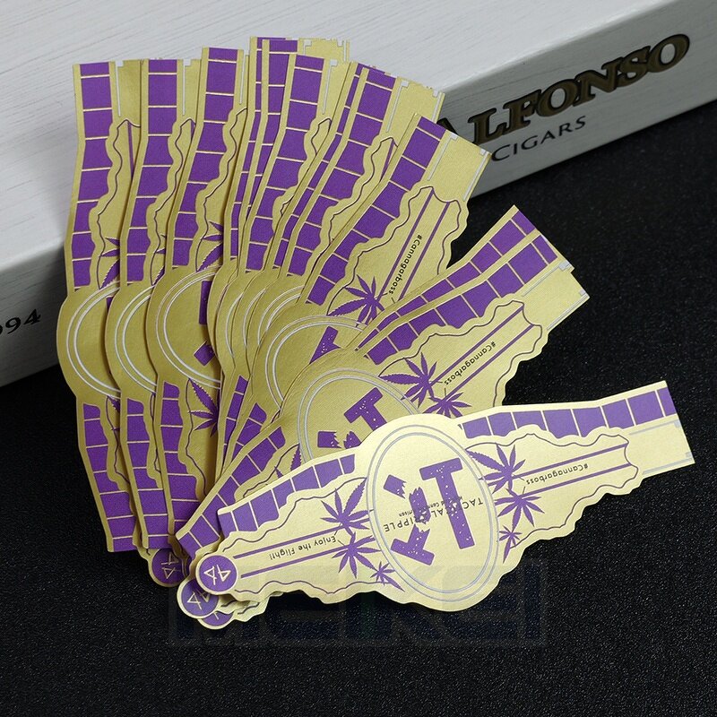 Cigar Band Ring - 3D Embossed Custom Logo Luxury Paper Gold Foil Printing Cigar