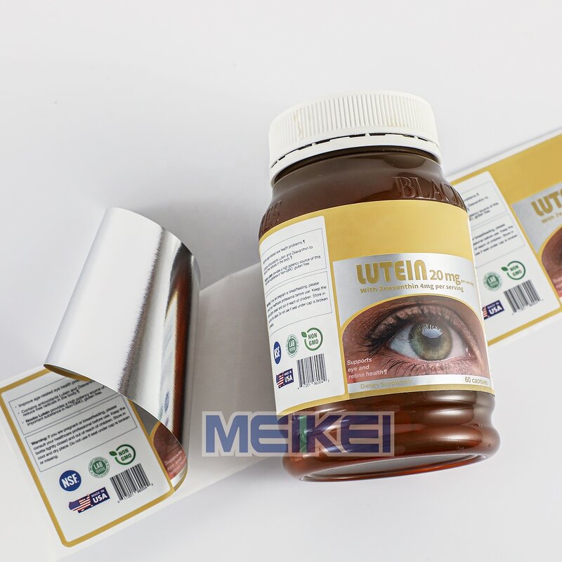 Matt Silver Label - Custom Printing Waterproof Chrome Bopp Sticker Roll for Bottle