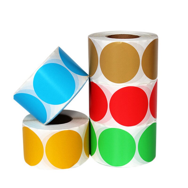 Round Thermal Labels - Custom Printing Color Coding Dot Colored Paper Sticker Roll