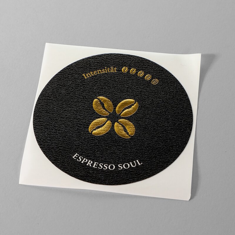 Perfume Bottle Label - Custom Printed Matte Black Textured Paper Gold Foil Embossed