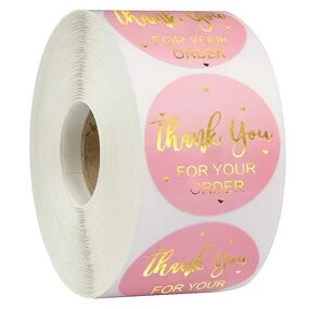 Round Thank You Labels - Wholesale Custom Circle Cute Pink Small Business Sticker