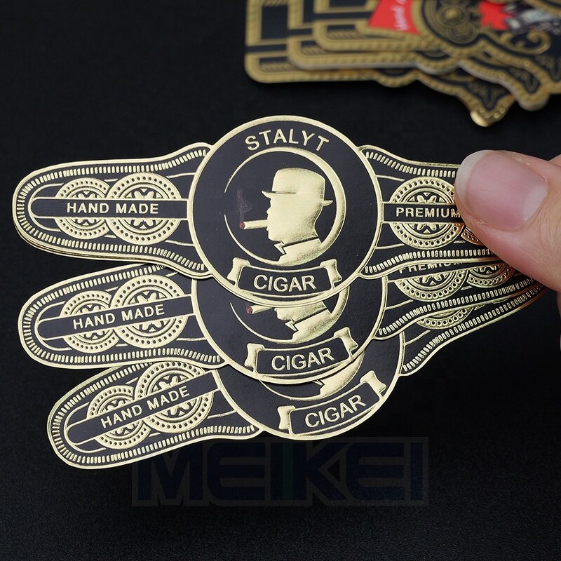 Cigar Band Ring - 3D Embossed Custom Logo Luxury Paper Gold Foil Printing Cigar